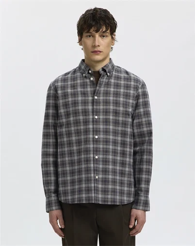 Selected - SLMCole-Jay Melange Skjorte - Sky Captain/Brown